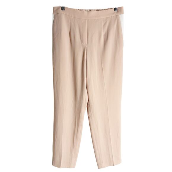 Babaton Conan Nude Blush Crepe Side Stripe Slim Ankle Trouser Pants Size 10 - Picture 3 of 10